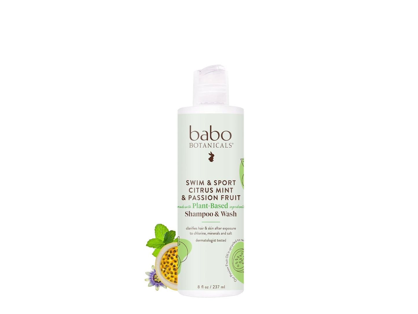 Babo Botanicals Swim & Sport Citrus Mint & Passion Fruit Shampoo & Wash - Purifying Cleanser for hair & body- Aloe & Green Tea - For all ages - Citrus Beauty & Personal Care Babo Botanicals