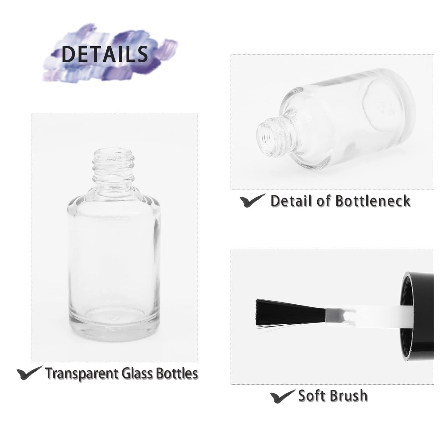 Agidea Empty Nail Polish Bottles with Brush Cap, 15ml Empty Glass Refillable Nail Polish Bottles with Mixing Agitator Balls & Funnels, Pack of 6 Beauty & Personal Care Agidea