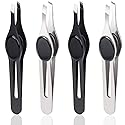 ANCIRS 4 Pack Tip Tweezers for Eyebrow, Non-Slip Grip Tip Tweezers, Professional Stainless Steel Precision Pointed Blackhead Splinter Removal Tool Beauty & Personal Care ANCIRS