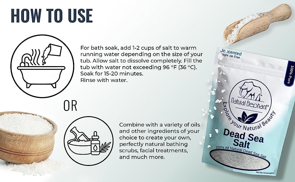 Natural Elephant Dead Sea Bath Salt - 19 Pounds Bulk Bag - 100% Natural and Pure - Coarse Grain - Ideal for Baths and Soaks Beauty and Personal Care Natural Elephant
