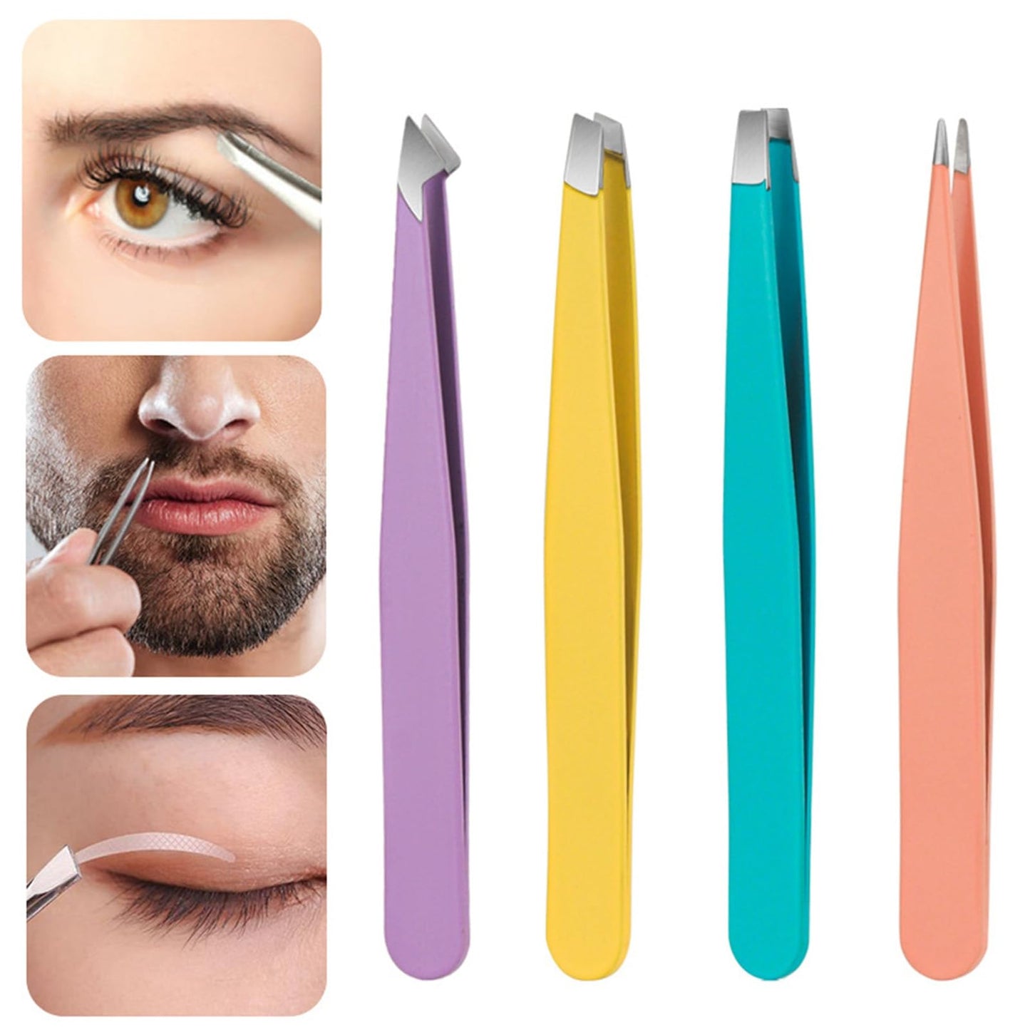 szutfidy Tweezers for Women and men, Professional Precision Tweezers for Eyebrows, Pointed and Slant Tweezers for Facial Hair,Stainless Steel Tweezers Beauty and Personal Care szutfidy
