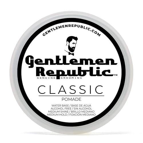 Gentlemen Republic Classic Pomade for Men - Water Based Pomade for Medium Hold & Shine, Premium Mens Hair Styling Products with No Beeswax - Ideal Beauty & Personal Care Gentlemen Republic