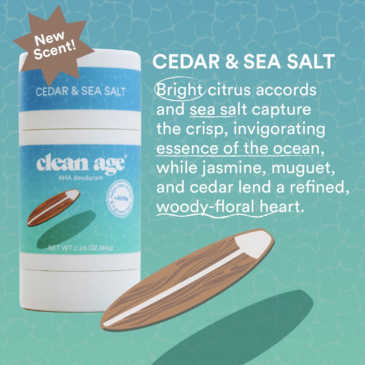 Clean Age Aluminum Free Deodorant, Cedar Scent, 2.25oz 1 Pack, Teen Deodorant for Boys and Girls, Paraben Free, No Aluminum for Sensitive Skin, Beauty and Personal Care CLEAN AGE