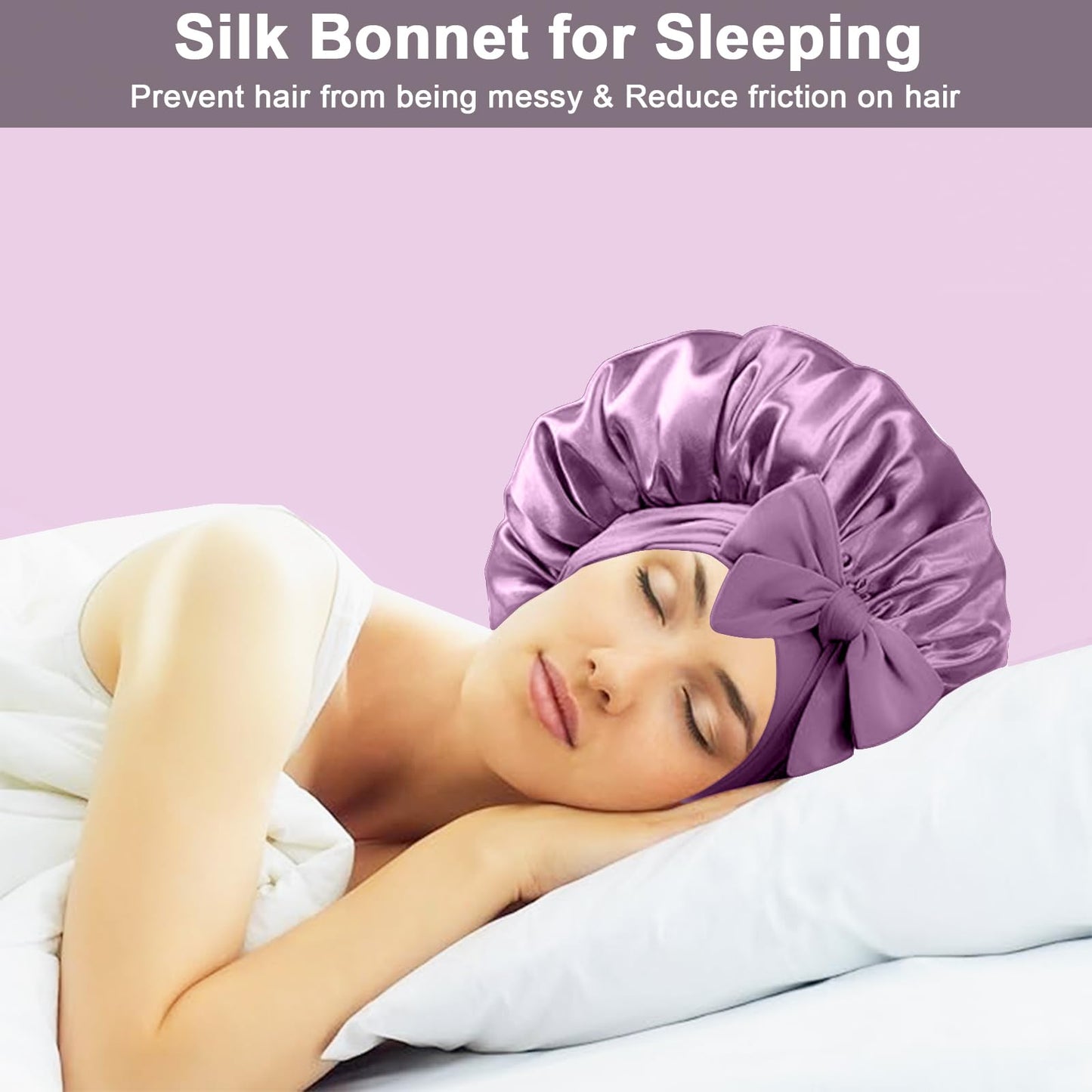 2Pcs Silk Hair Satin Bonnet for Sleeping Women,Large Satin Sleep Bonnets for Women with Elastic Tie Band Silk Hair Wrap with Ajustable Straps,Night Beauty and Personal Care FIRSTPELLA