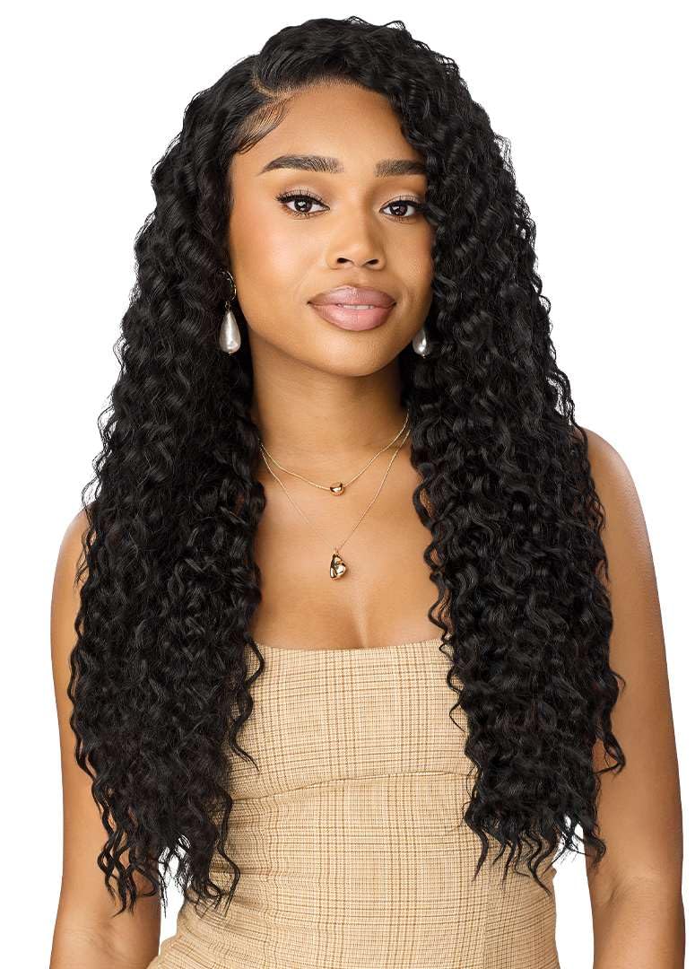 Outre Lace Front Wig - Perfect Hair Line 13X6 - NUEBLEND - Human Hair Blend - Peruvian Curls 26" (CHOCOLATE)