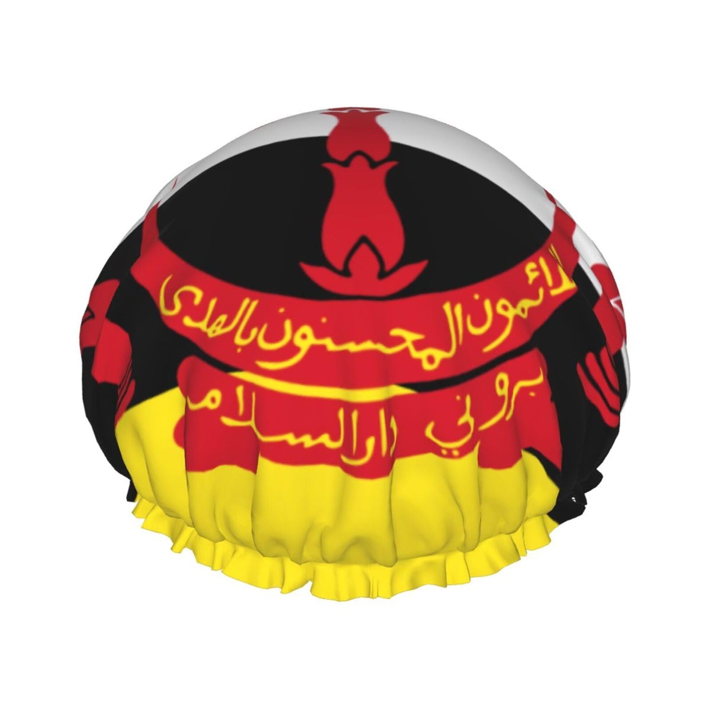 Brunei Flag Prints Shower Cap Double Layer Lined Waterproof Bathing Shower Hat Beauty and Personal Care Hayyett