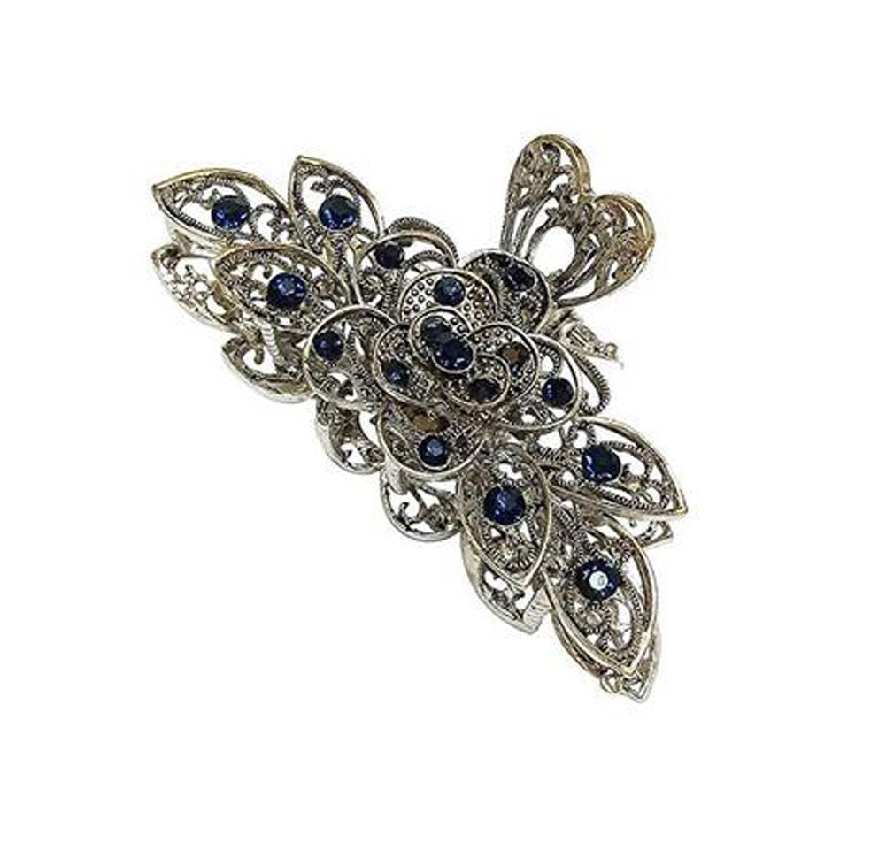 Women Fashion Retro Metal Alloy Rhinestone Large Size Fancy Hair Claw Jaw Clips Pins for Thick Hair (Ink-Blue Colour 1) Beauty & Personal Care Suoirblss