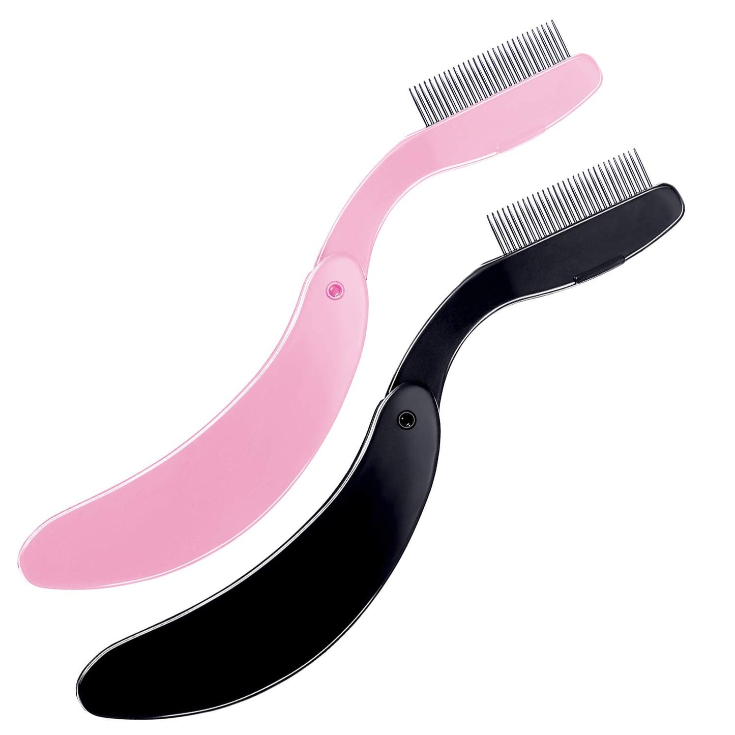 TecUnite Folding Eyelash Comb, Stainless Eyebrow Comb Eyelash and Brow Makeup Brush (3 Black and 3 Pink) Beauty & Personal Care TecUnite