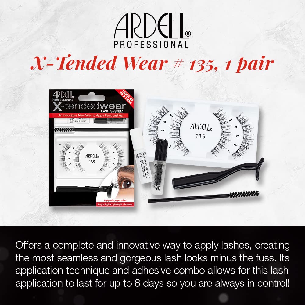 Ardell X-Tended Wear Lash Clusters Kit, 135 - Cluster False Eyelashes with Adhesive & Applicator, Natural Wispy Lashes, DIY Eyelash Extensions, 1 Pack