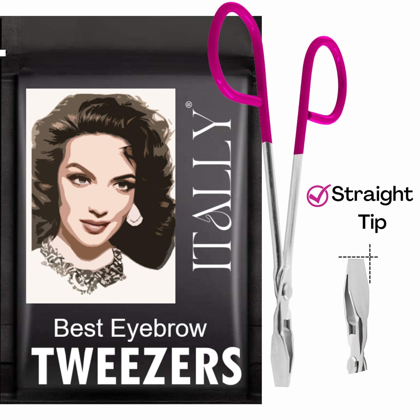 ITALLY Professional Salon TWEEZERS with Easy Scissor Handle, The BEST PRECISION EYEBROW TWEEZERS Men/Women, Pinzas Para Cejas, Ingrown Hair Beauty and Personal Care ITALLY