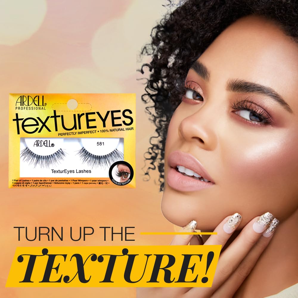 Ardell TexturEyes False Lashes, 581, Multi-Layered, Tousled Look, 1 Pair