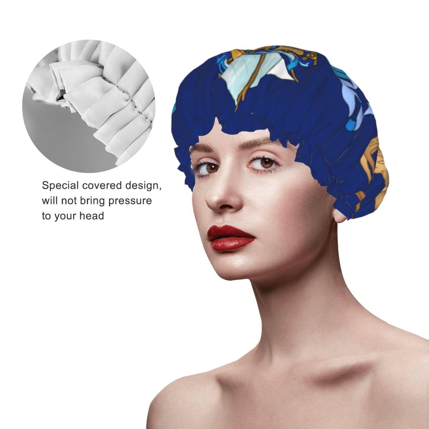 Tristan Da Cunha Flag Prints Shower Cap Double Layer Lined Waterproof Bathing Shower Hat Beauty and Personal Care Hayyett