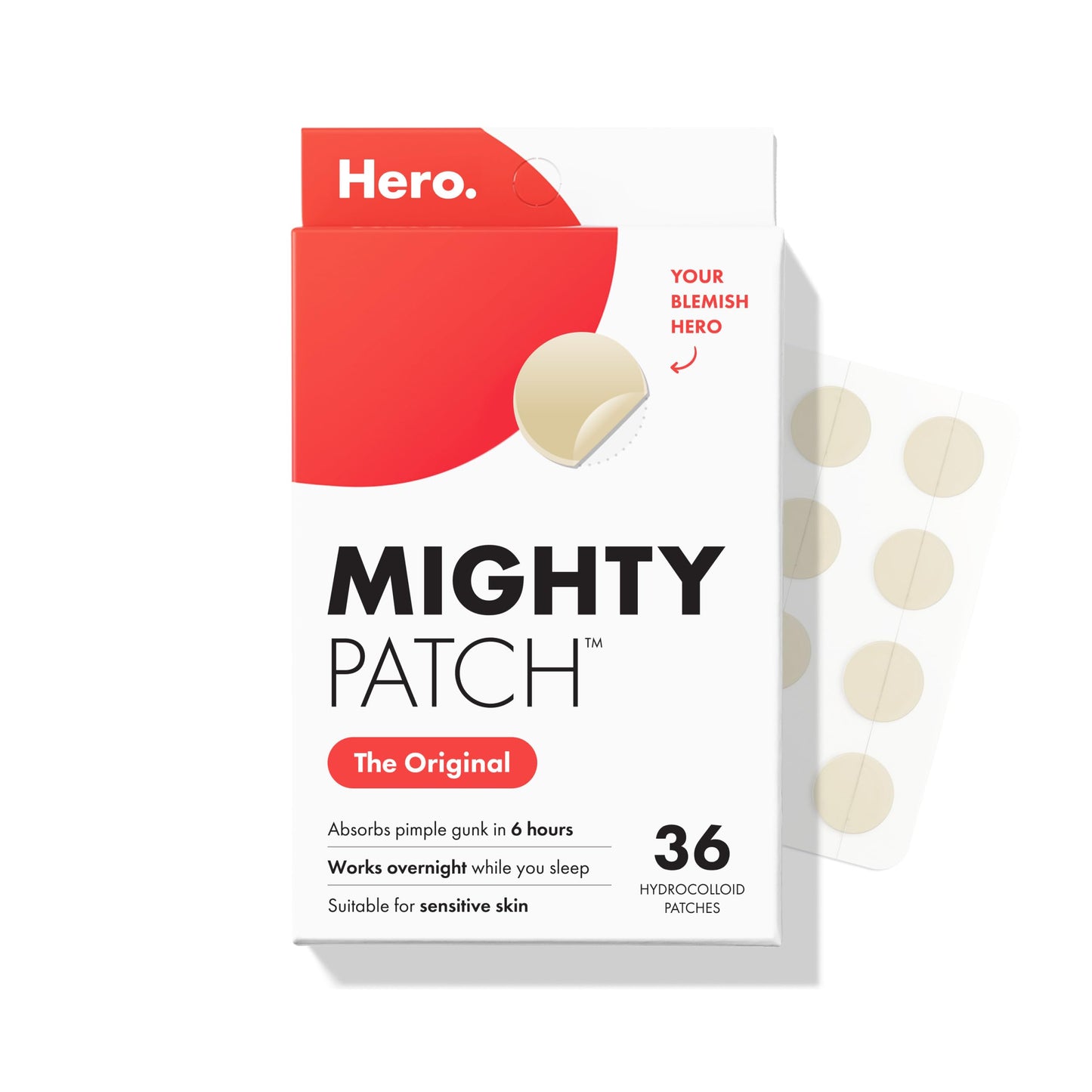Mighty Patch Hero Cosmetics Original Nighttime Acne Pimple Patches, 36 Ct Beauty and Personal Care Mighty Patch