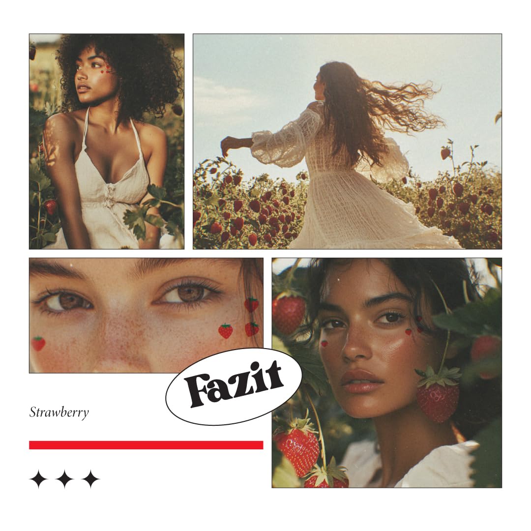 Fazit Makeup Patches - Strawberry Speckles - Glow Up Make-Up Patches - Cute Glitter Makeup Accessories for Women - Cosmetic Glitter for Face Beauty & Personal Care Fazit