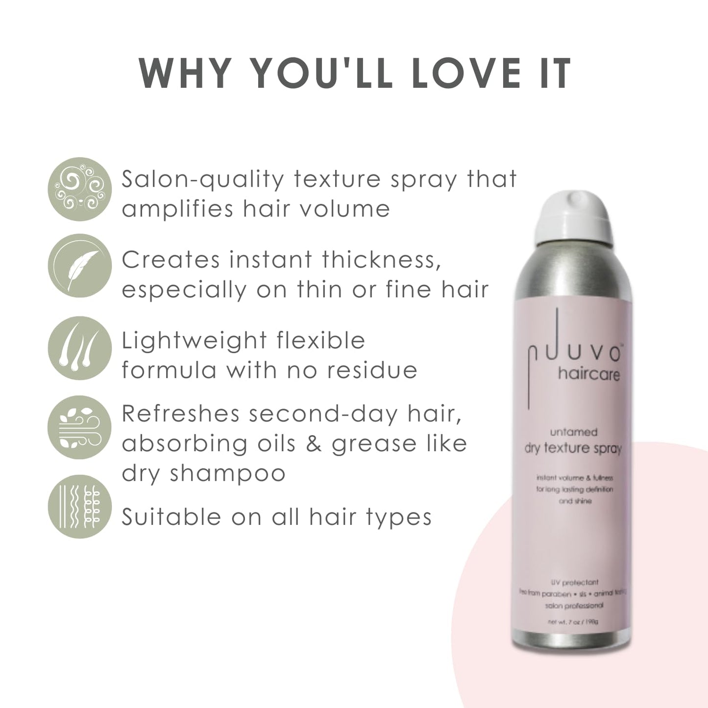 Nuuvo Untamed Dry Texture Spray - Volumizing & Texturizing Spray for Lightweight Effortless Styles, UV Protection, Matte Finish, Cruelty-Free, 7oz Beauty & Personal Care Nuuvo