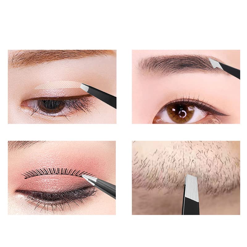 Youniker Tweezers Set, 4 Piece Professional Stainless Steel Tweezers for Women & Men Great Precision Tweezer for Eyebrows Hair Removal Beauty and Personal Care Youniker