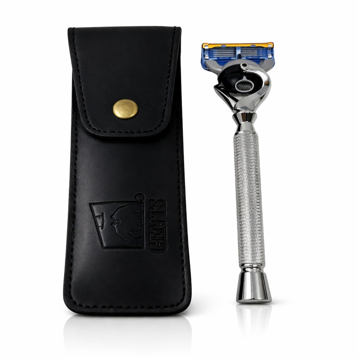 Flex Ball Handle Shaving Razor - All Chrome Long Handle Razor with Flex Pivot Technology & Diamond Knurled Grip for Men’s Precision Shaving Beauty and Personal Care G.B.S