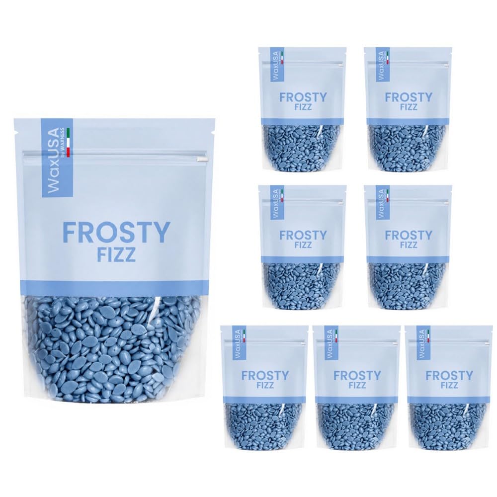 WaxUSA by Waxness Hard Wax Beads 2.42 lb (1.1kg) Pack of 8 - Frosty Fizz Crystal Gel Glitter Texture - Professional Stripless Hair Removal - Made in Beauty and Personal Care Waxness