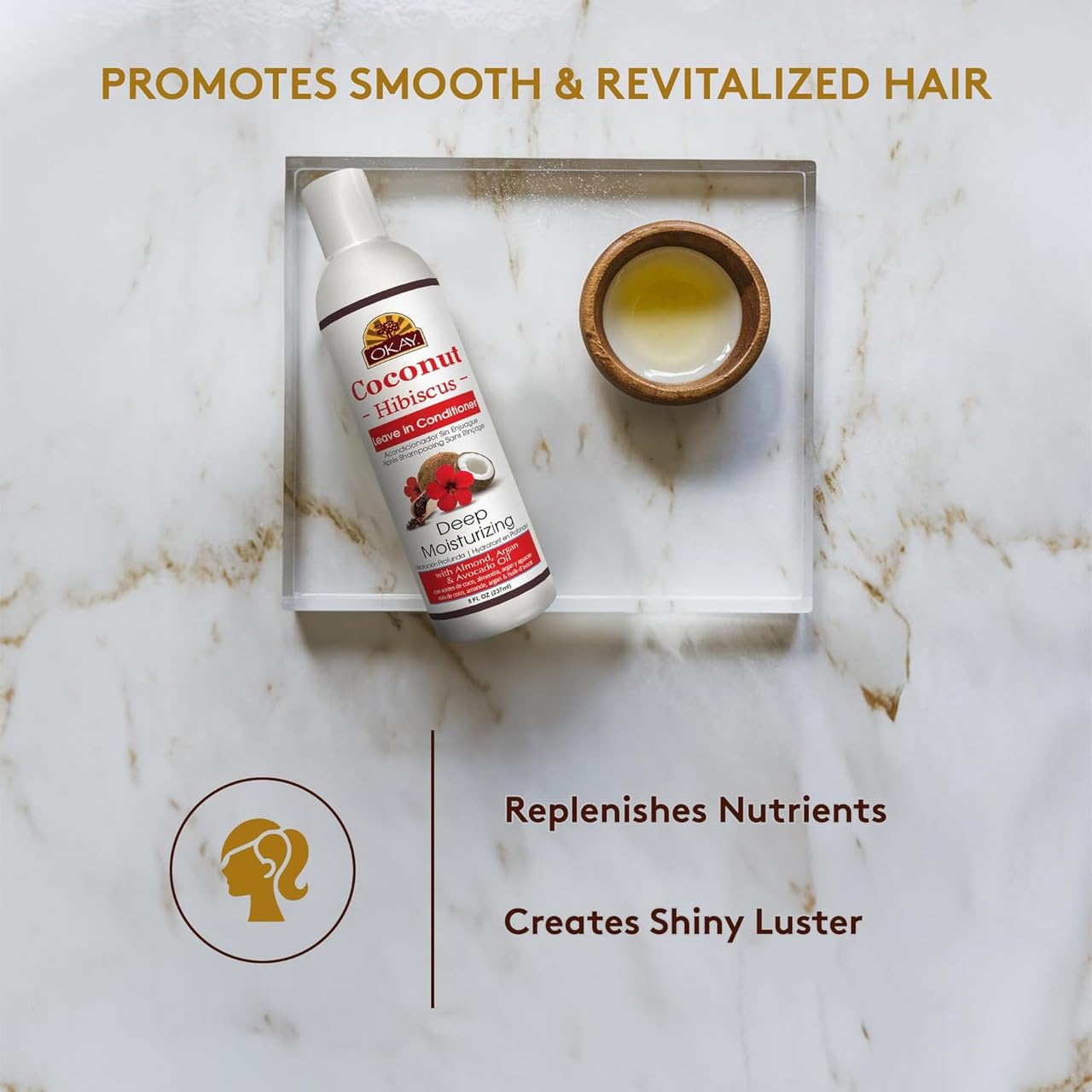 OKAY | Coconut Hibiscus Leave-In Conditioner | For All Hair Types & Textures | Restore - Hydrate - Strengthen | With Almond, Argan & Avocado Oil | Beauty & Personal Care OKAY