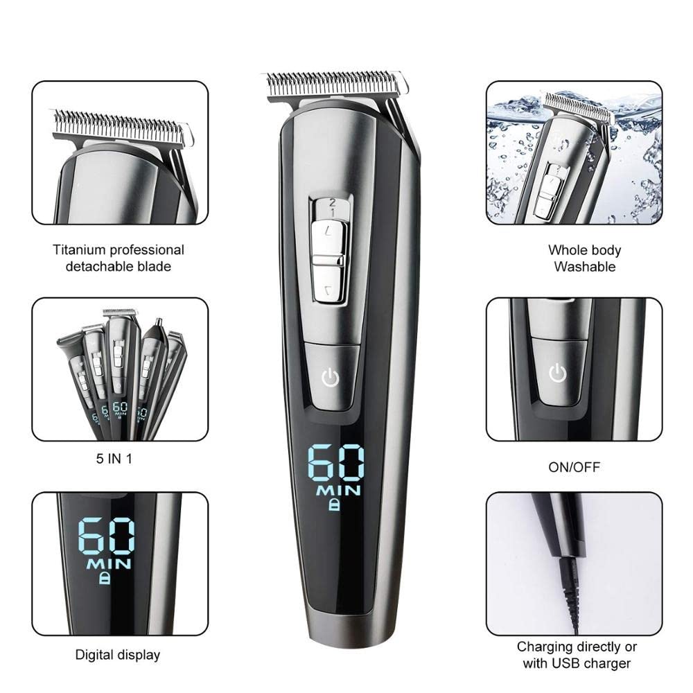 RASRGTRQ Barber Scissors Hair Clippers for Men, All in one Adjustable Beard Hair Trimmer for Men Electric face Body Groomer Hair Clipper Rechargeable Beauty and Personal Care RASRGTRQ