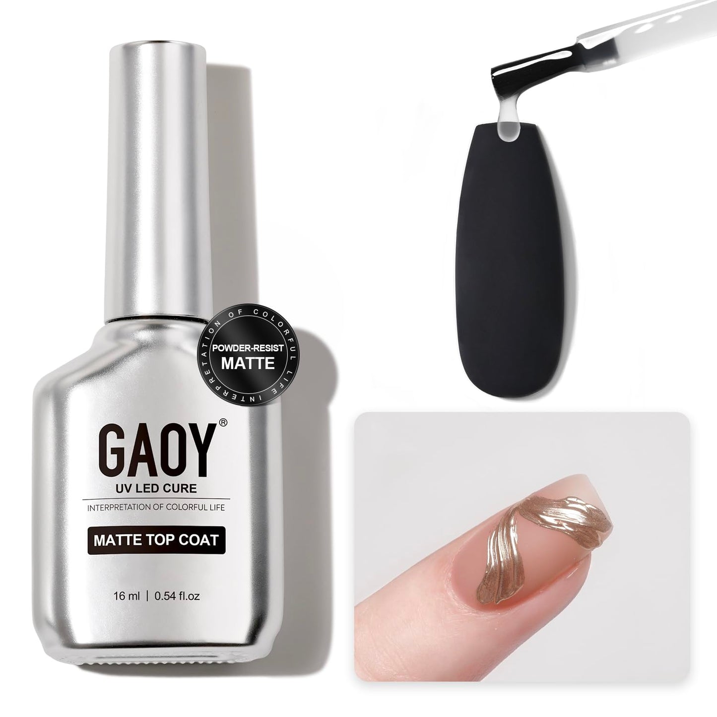 GAOY Matte Gel Top Coat, 16ml Powder-Resist Matte Finish for Detail Chrome Powder Painting Long Lasting UV Gel Nail Art DIY Beauty and Personal Care GAOY Default Title