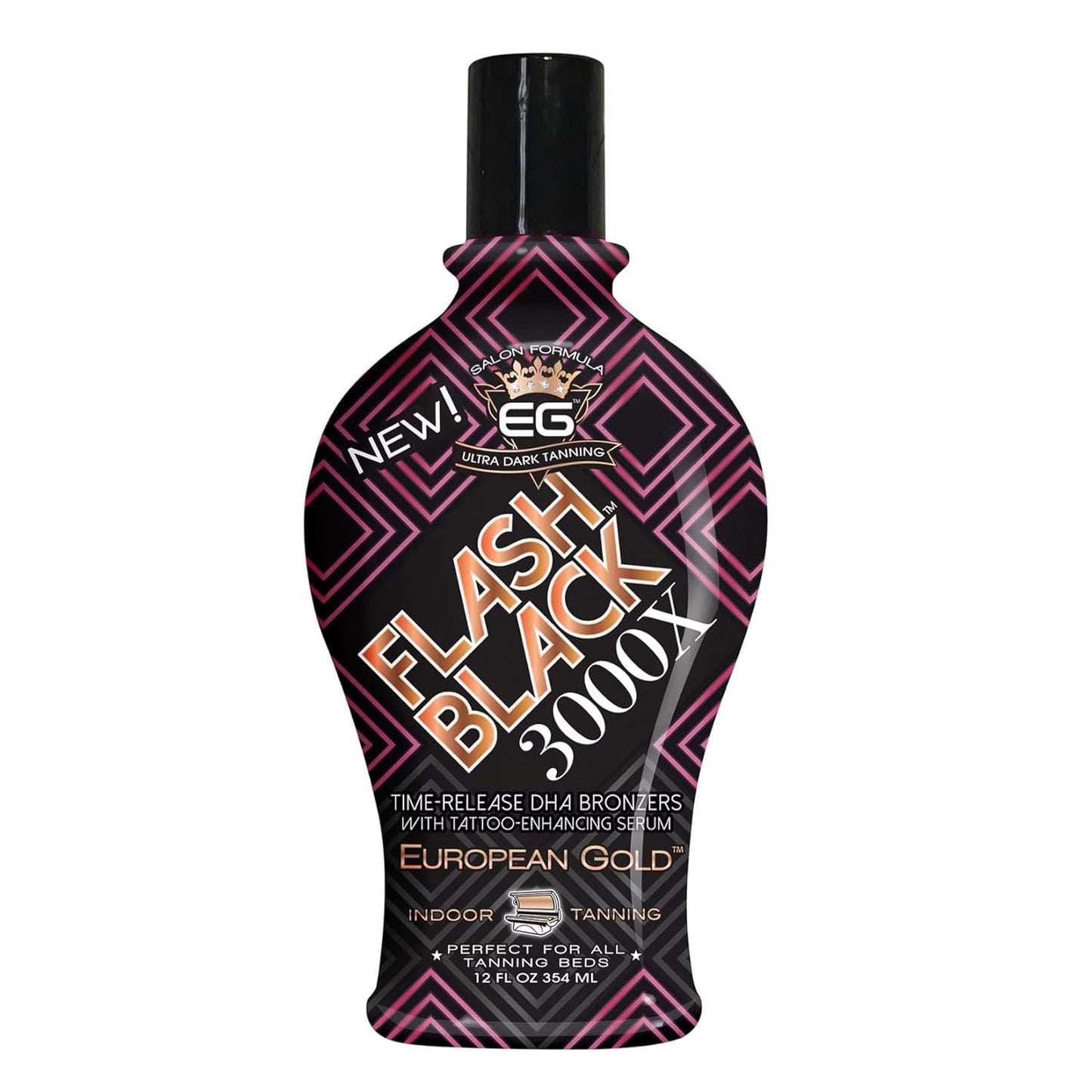 European Gold Flash Black 3000X Indoor Tanning Lotion - Ultra-Dark Advanced Formula with Time-Release DHA Bronzers for Long-Lasting, Deep Color Beauty & Personal Care European Gold