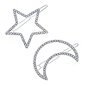 2 Pcs Silver Rhinestone Crystal Geometric Stars Moon Hair Clip Fashion Woman Hollow Side Clip Barrettes Hairpin Hair Accessories Beauty & Personal Care Teppylony