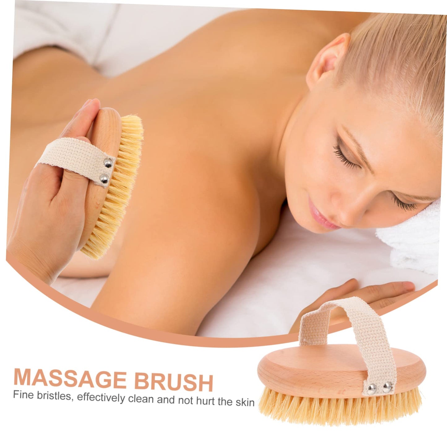 PartyKindom 1pc Beech Wooden Bath Brush Natural Boar Bristles for Gentle Exfoliation and Massage Bathing Tool for Skin Care and Back Scrubber Beauty and Personal Care PartyKindom
