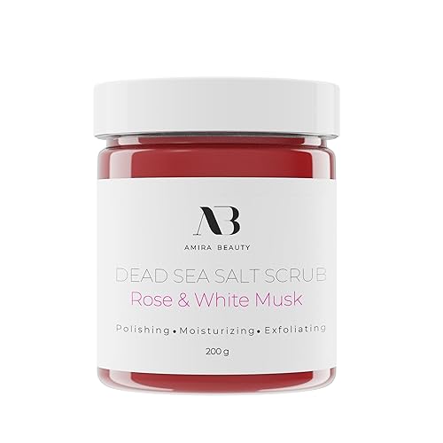 Amira Beauty Dead Sea Salt Body Scrub | Foaming Shower Scrub with Organic Essential Oils | Exfoliates and Moisturizes Skin | 7 OZ (Rose & White Musk) Beauty & Personal Care Amira Beauty