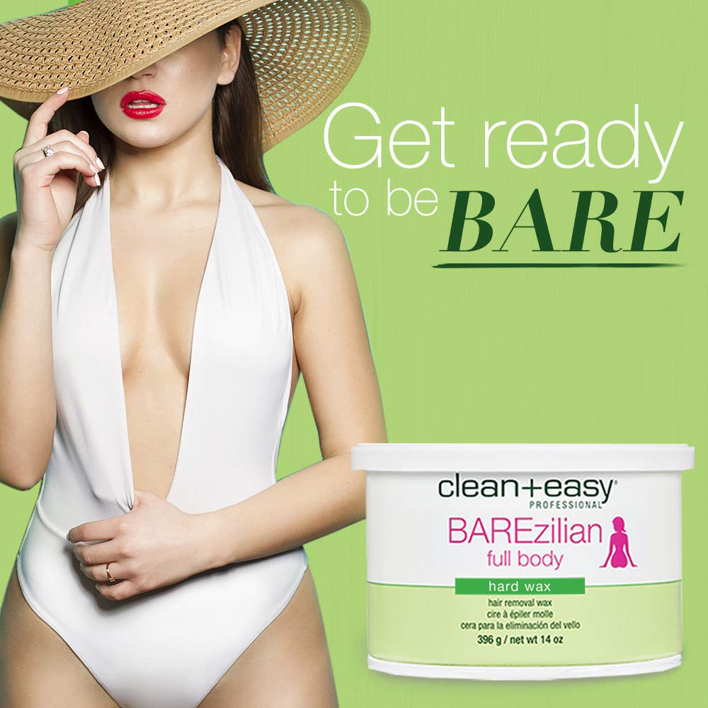Clean + Easy BAREzilian Hard Wax, Non-Strip Hair Removal Depilatory Wax for Full Body, Bikini Brazilian Waxing, Great for Sensitive Skin - Ideal Beauty and Personal Care Clean + Easy