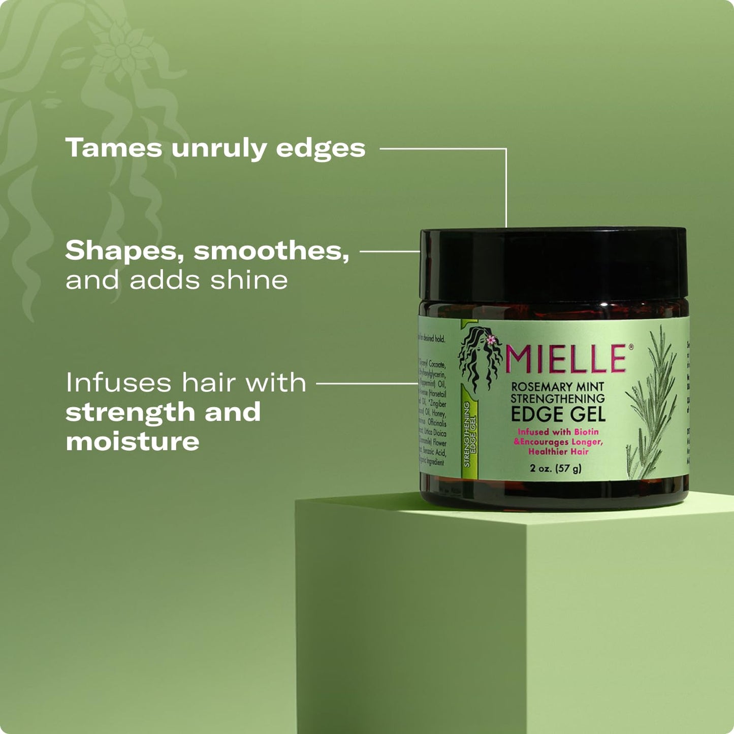 Mielle Organics Rosemary & Mint Edge Control Gel - Strong Hold Hair & Edge Gel for Women & Men - Infused with Biotin, Coconut & Babassu Oil Beauty & Personal Care Mielle Organics