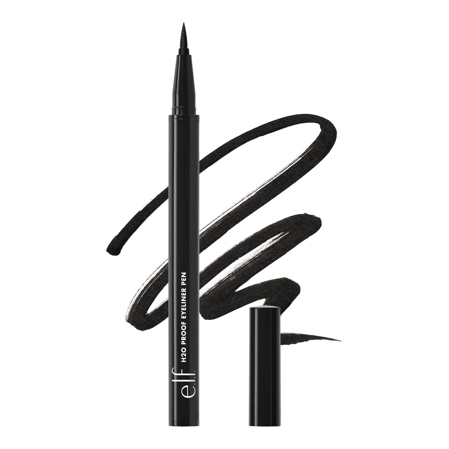 e.l.f. H2O Proof Eyeliner Pen, Felt Tip, Waterproof, Long-Lasting, High-Pigmented Liner For Bold Looks, Vegan & Cruelty-Free, Jet Black. 0.02 Fl Oz Beauty & Personal Care e.l.f.