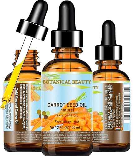 CARROT SEED OIL 100 % Natural Cold Pressed Carrier Oil. 2 Fl.oz.- 60 ml. Skin, Body, Hair and Lip Care. "One of the best oils to rejuvenate Beauty & Personal Care Botanical Beauty
