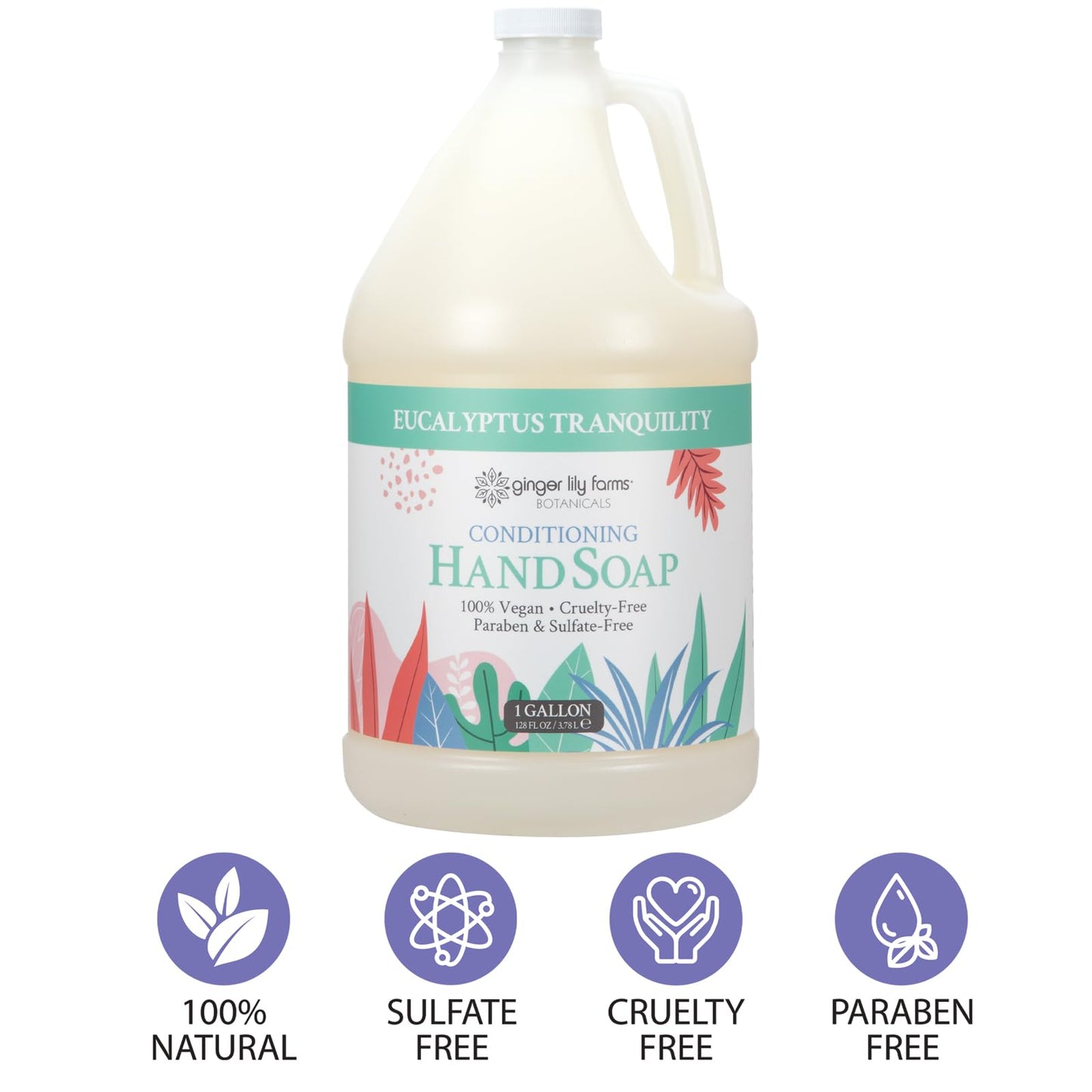 Ginger Lily Farms Botanicals Conditioning Liquid Hand Soap Refill, Eucalyptus Tranquility, 100% Vegan & Cruelty-Free, 1 Gallon (128 fl oz) Beauty & Personal Care Ginger Lily Farms