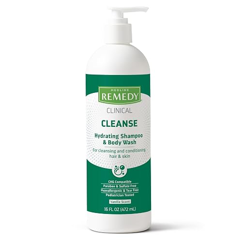 Medline Remedy Clinical Hydrating Shampoo & Body Wash (16 fl oz), Vanilla Scent, Cleanser, No-Rinse, Adults, Kids, Shower Or Bedside, Dimethicone Beauty & Personal Care Medline Remedy