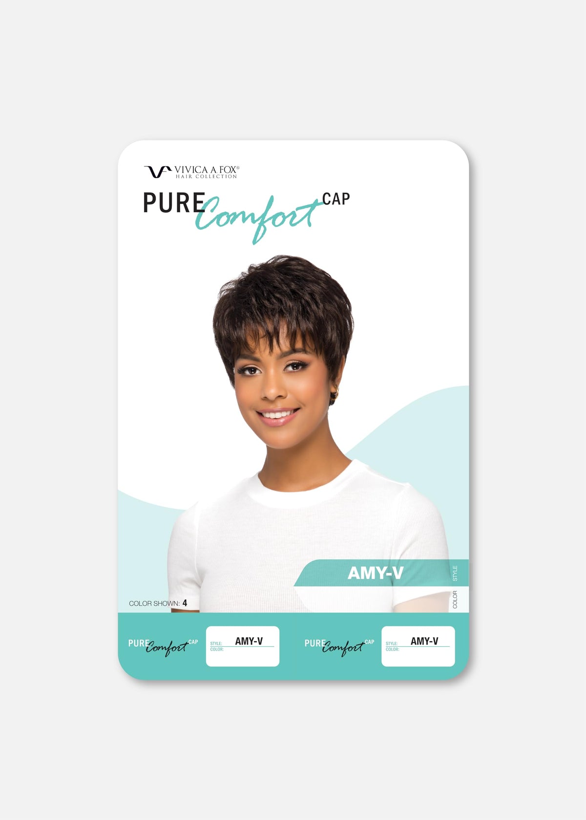 Vivica A. Fox AMY-V, Heat Resistant Fiber, Pure Comfort Cap, Layered Short Pixie Style with Tapered Back, Full Wig (60 Silver White)