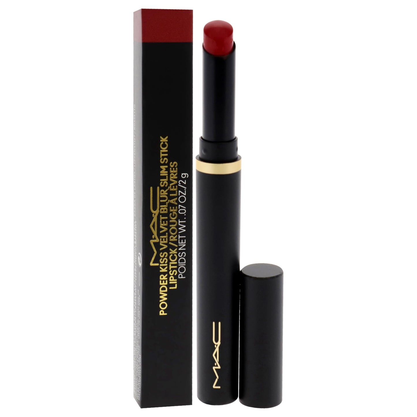 MAC Powder Kiss Velvet Blur Slim Stick - 889 Ruby New for Women - 0.07 oz Lipstick Beauty & Personal Care MAC