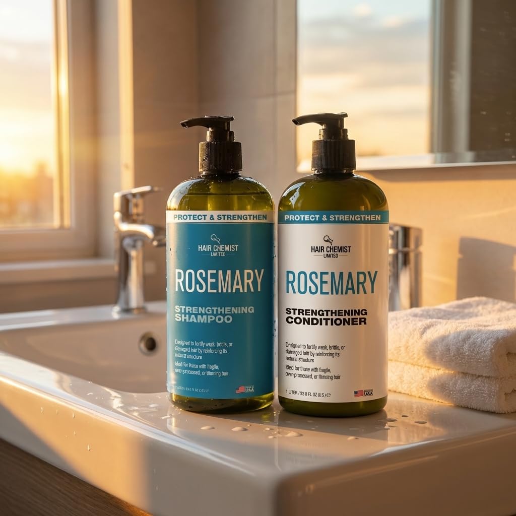 Hair Chemist Protect & Strengthen Rosemary Shampoo & Conditioner Set, 2?PC 33.8 oz Each - Strengthening, Breakage?Reducing Formula for Weak, Brittle Beauty & Personal Care Hair Chemist