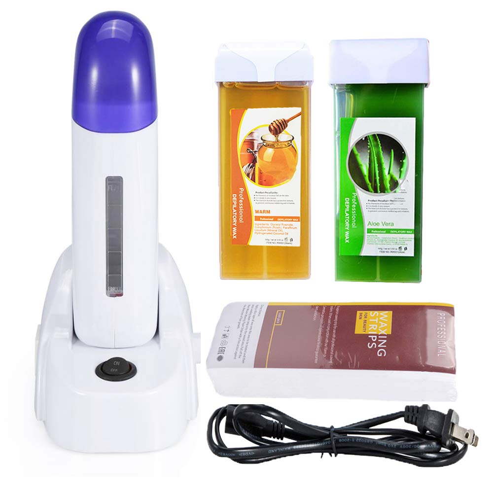 iMeshbean® Depilatory Roll on Wax Heater Roller Warmer Cartridge Strips Hair Removal Kit USA (Aloe & Honey Wax & 100 Paper) Beauty and Personal Care iMeshbean