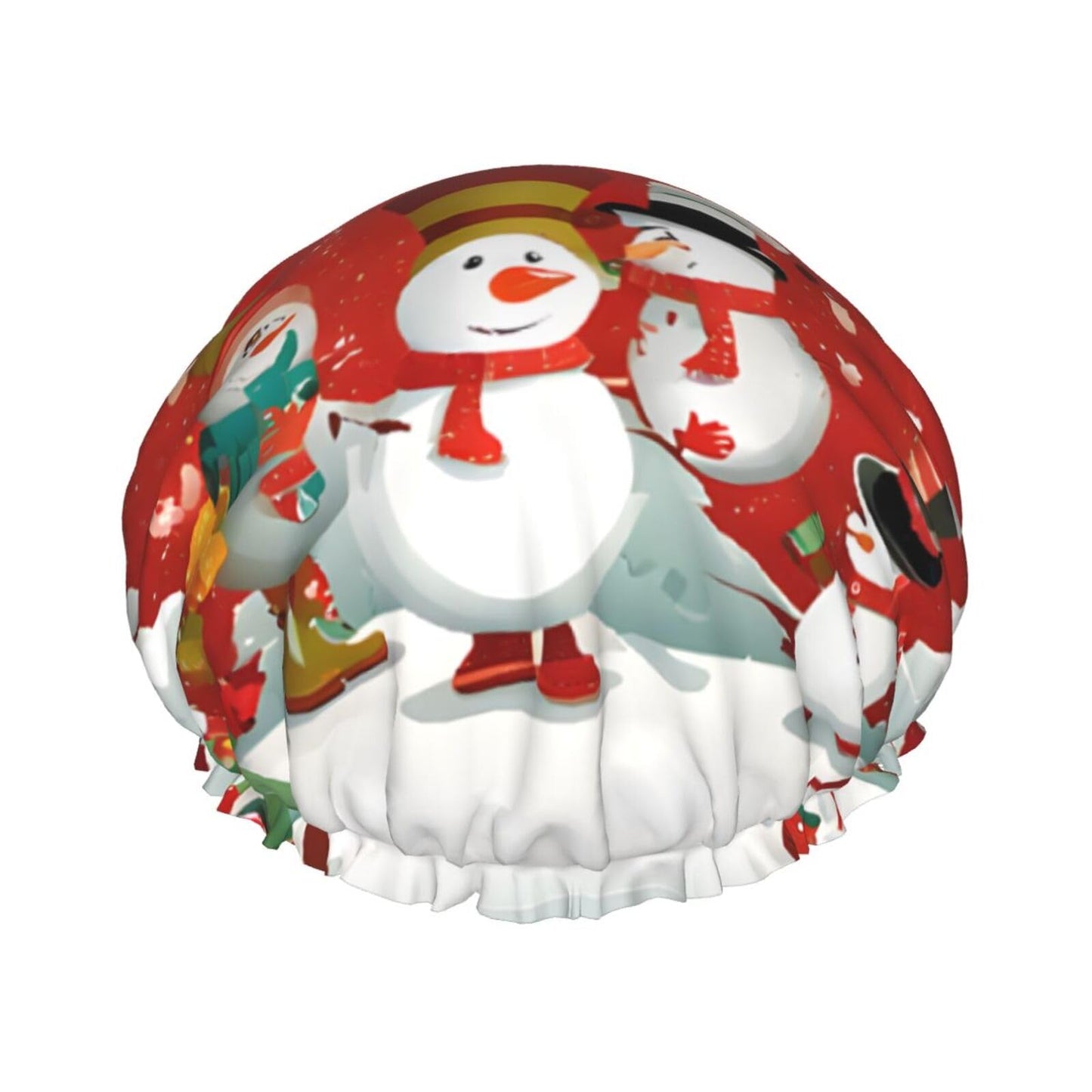 Merry Christmas Printed Double Layer Lined Shower Cap,Shower Caps For Women Reusable Beauty and Personal Care BEIVGOXL
