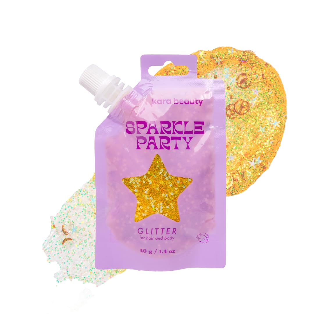 KARA BEAUTY Sparkle Party Glitter Gel for Hair and Body - Tangerine Smiles - Aloe Vera & Lavender Infused Glitter Makeup - No-Glue Body Glitter Beauty & Personal Care Kara Beauty
