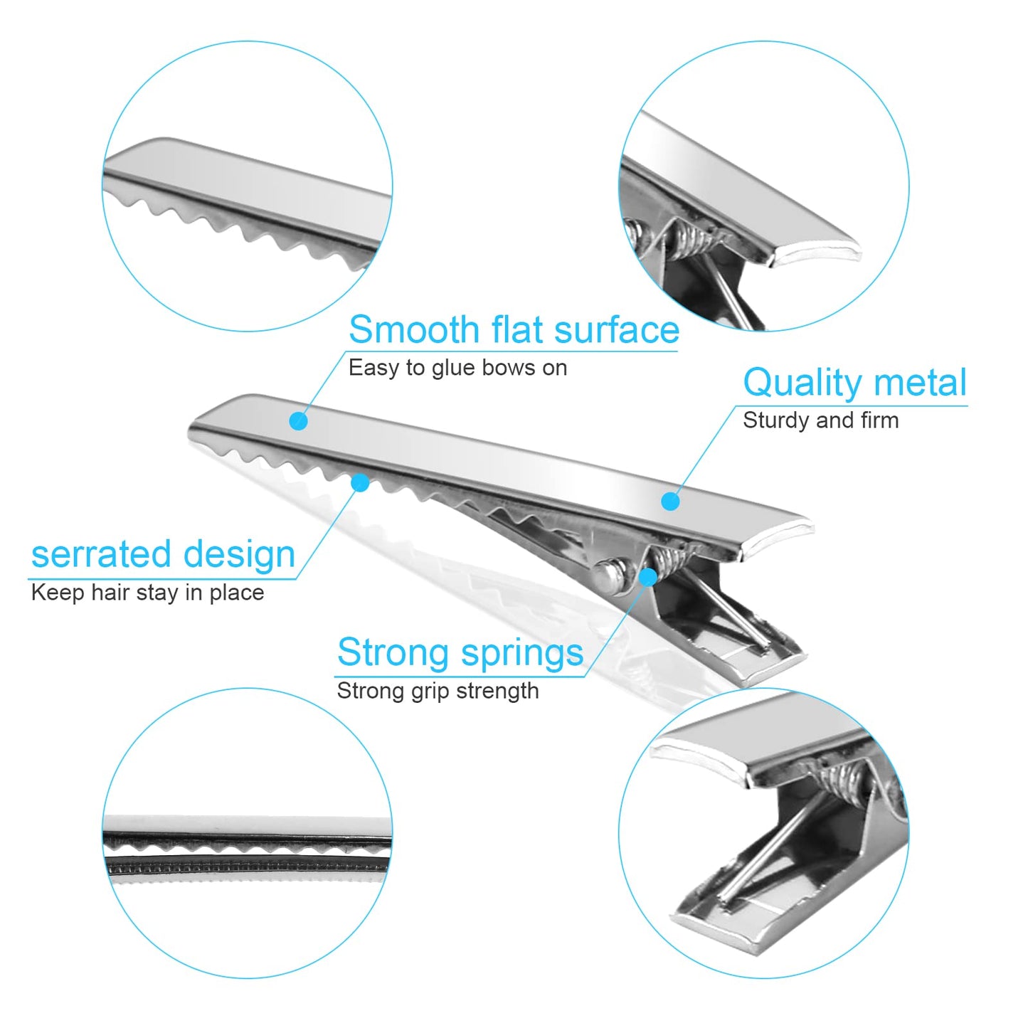 PHSZZ 70 Pcs Alligator Hair Clips, 3 Sizes Oversized Metal Silver Hair Bow Clips Single Prong Hairdressing Salon Hair Grip DIY Accessories Hairpins Beauty & Personal Care PHSZZ