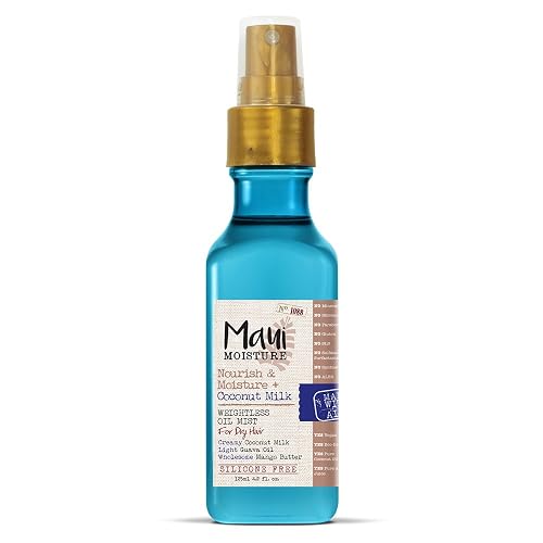 OGX Nourish & Moisture + Coconut Milk Weightless Oil Mist, Leave-In Spray Treatment to Help Defrizz, Hydrate & Replenish Curly Hair, Vegan, Silicone Beauty & Personal Care OGX