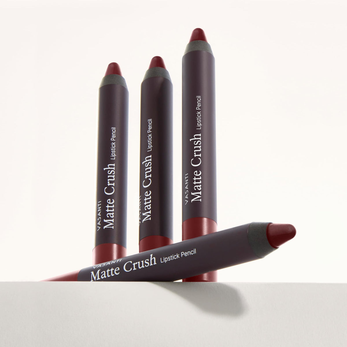 VASANTI Matte Crush Lipstick Pencil - Rosy Pout Medium Pink Brown - Soft, Velvety Matte Finish, Waterproof, Smooth Application - Natural, Vegan Beauty & Personal Care VASANTI