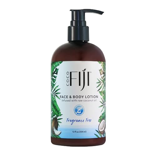 Coco Fiji Face & Body Lotion Infused With Coconut Oil | Lotion for Dry Skin | Moisturizer Face Cream & Massage Lotion for Women & Men | Fragrance Free Beauty & Personal Care Organic Fiji