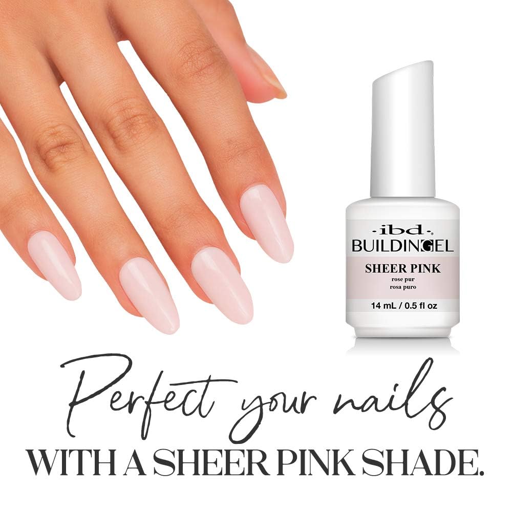 IBD Building Gels Sheer Pink, Bottle - Hard Builder Gel for Nails Extensions, Sculpting & Overlays, Soak-Off UV/LED Nail Enhancement, 0.5 oz, 1 Count