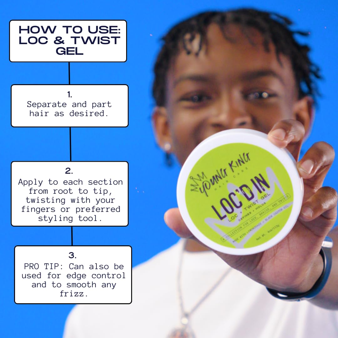 YOUNG KING HAIR CARE Loc & Twist Gel | Strong & Firm Hold, Smooths & Tames Frizz | No Flaking or Residue | Lemongrass and Apple Cider Vinegar | Beauty & Personal Care YOUNG KING HAIR CARE