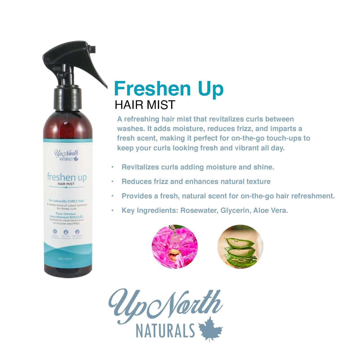 up north naturals Freshen Up Hair Mist| Hair Spray for curly hair | Instant hydration & Enhances shine | 8oz Beauty & Personal Care up north naturals