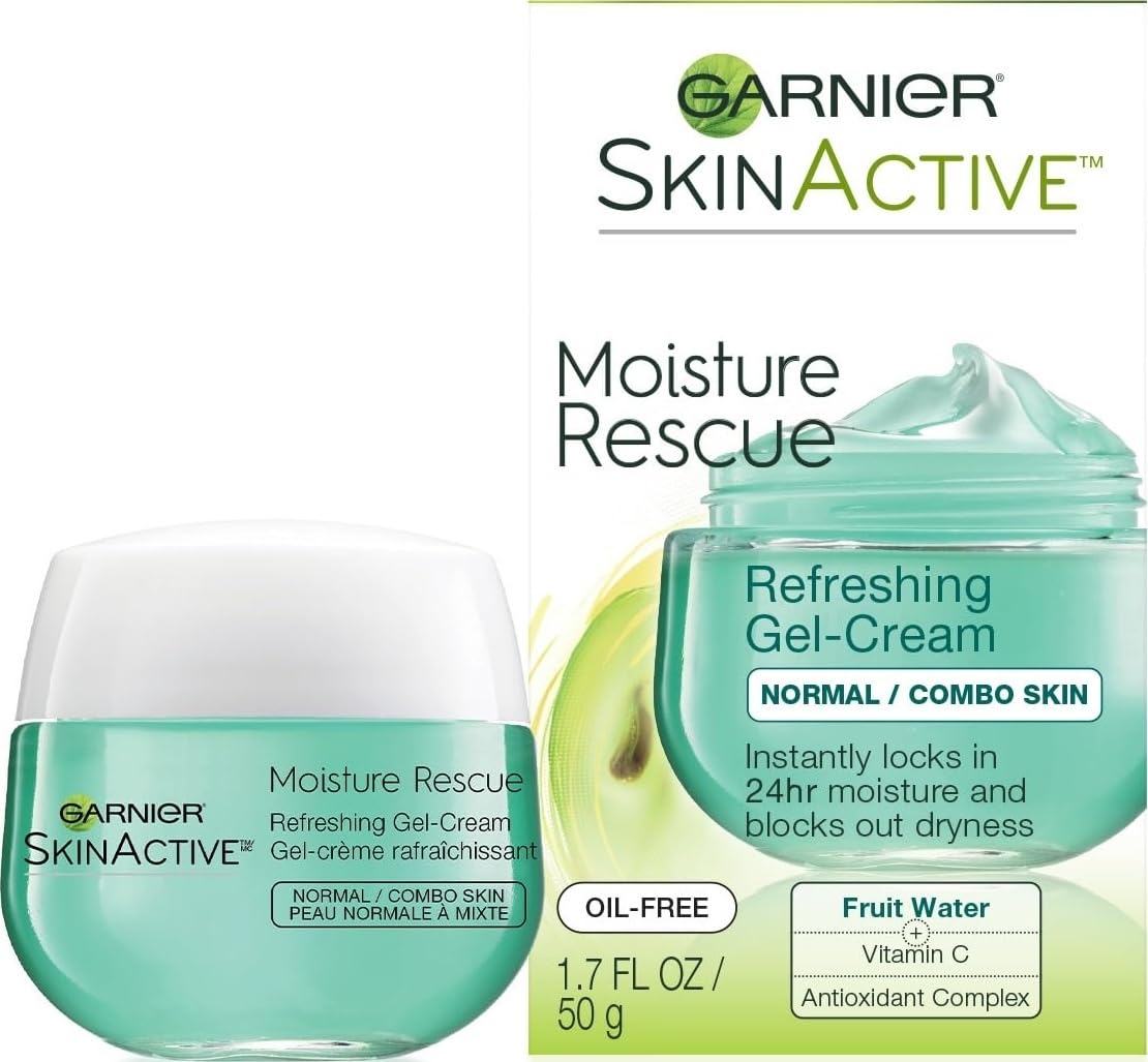 Garnier SkinActive Moisture Rescue Refreshing Gel-Cream for Normal/Combo Skin, Oil-Free, 1.7 Oz (50g), 1 Count (Packaging May Vary)