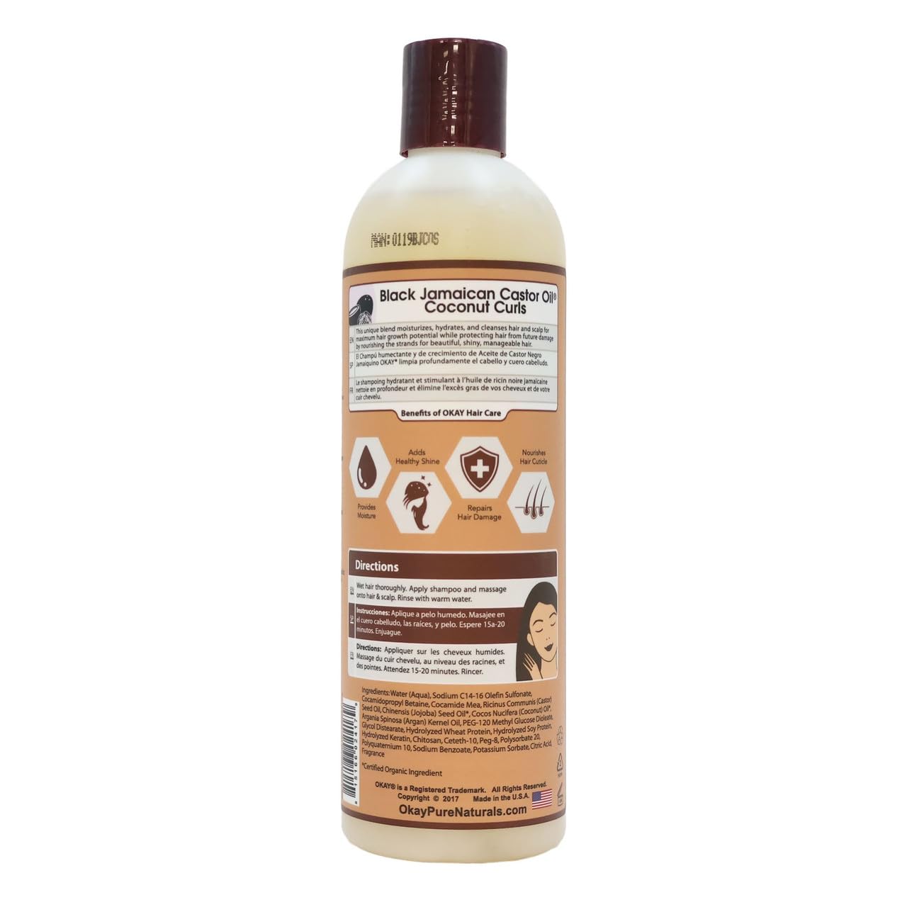 OKAY Black Jamaican Castor Oil Shampoo - Natural, Moisturizing Jamaican Castor Shampoo, Strengthen & Restore Damaged Hair for Women and Men - Coconut Beauty & Personal Care OKAY